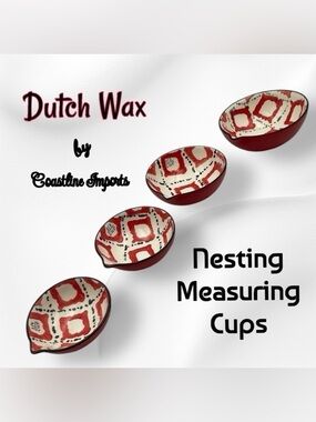 Coastline Imports Nesting Ceramic Measuring Cups - Dutch Wax Red